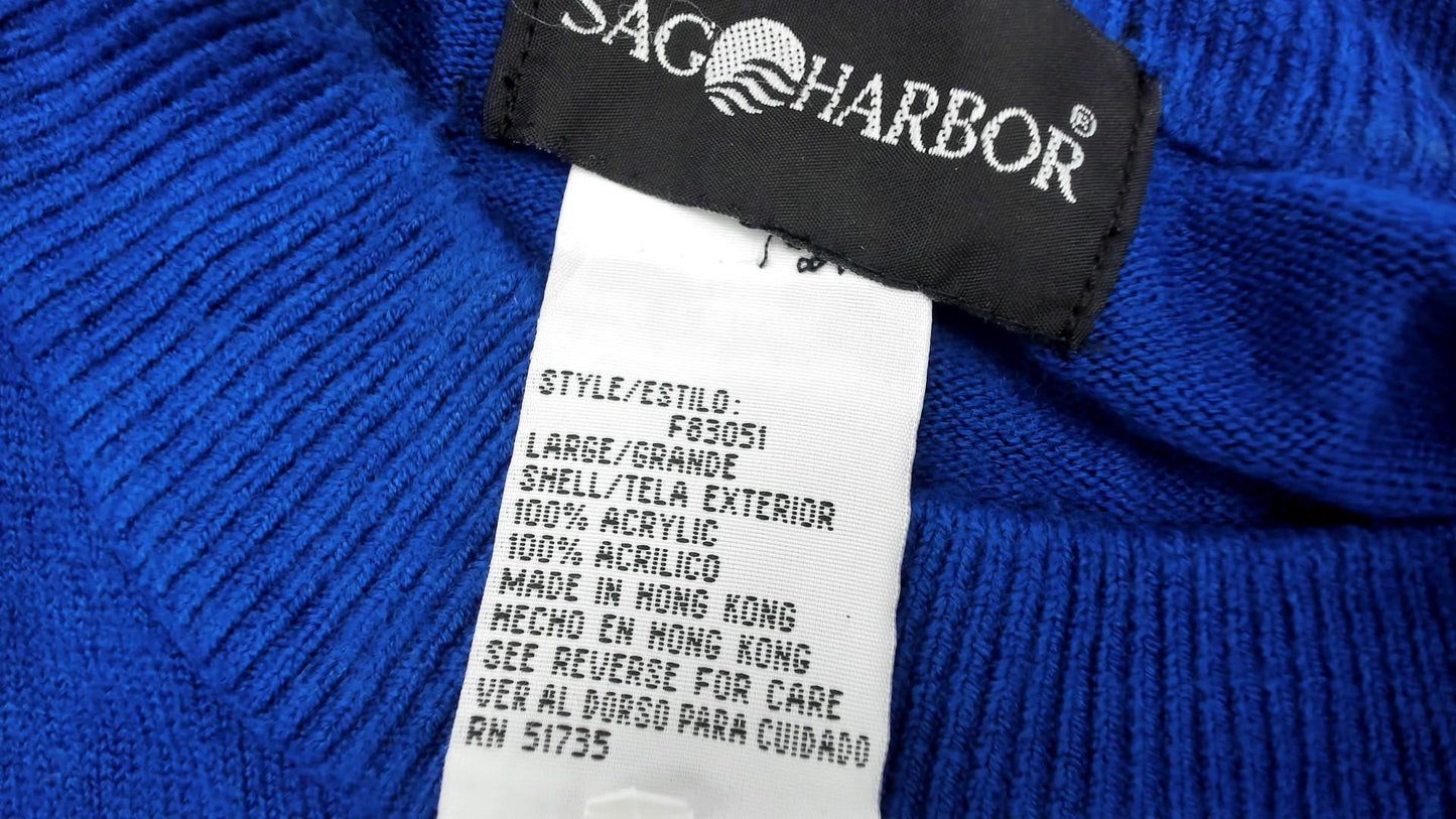 90s Royal Blue Crew Neck Short Sleeve Knit Sweater Large L