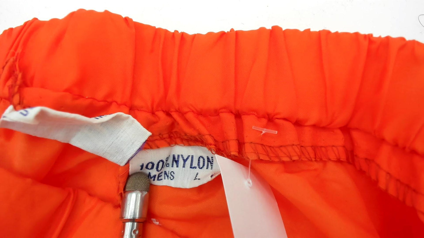 70s Breakaway Track Pants Orange Nylon Full Zip Unisex Large