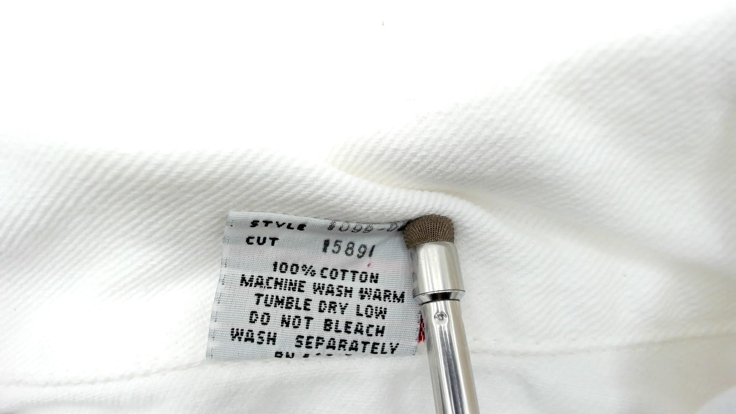 90s Bongo White Denim Crop Jacket Button Up Collar Medium M