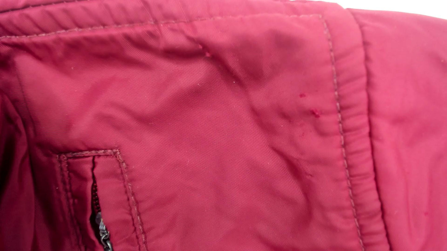 80s Sportscaster Burgundy Nylon Puffer Jacket Snap Front Small