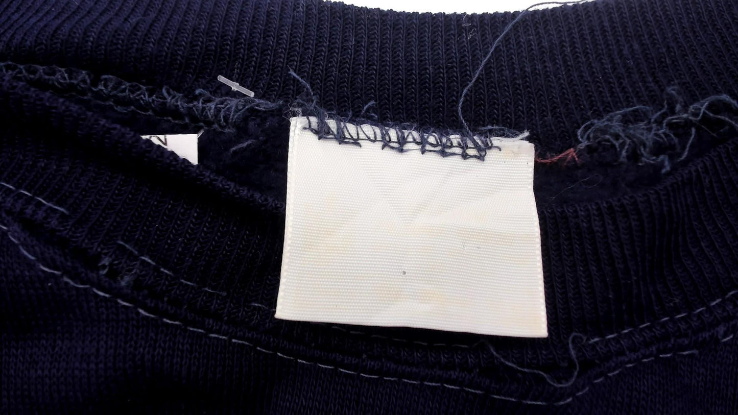 80s Navy Blue Raglan Sweatshirt Crewneck Contrast Topstitching Medium M