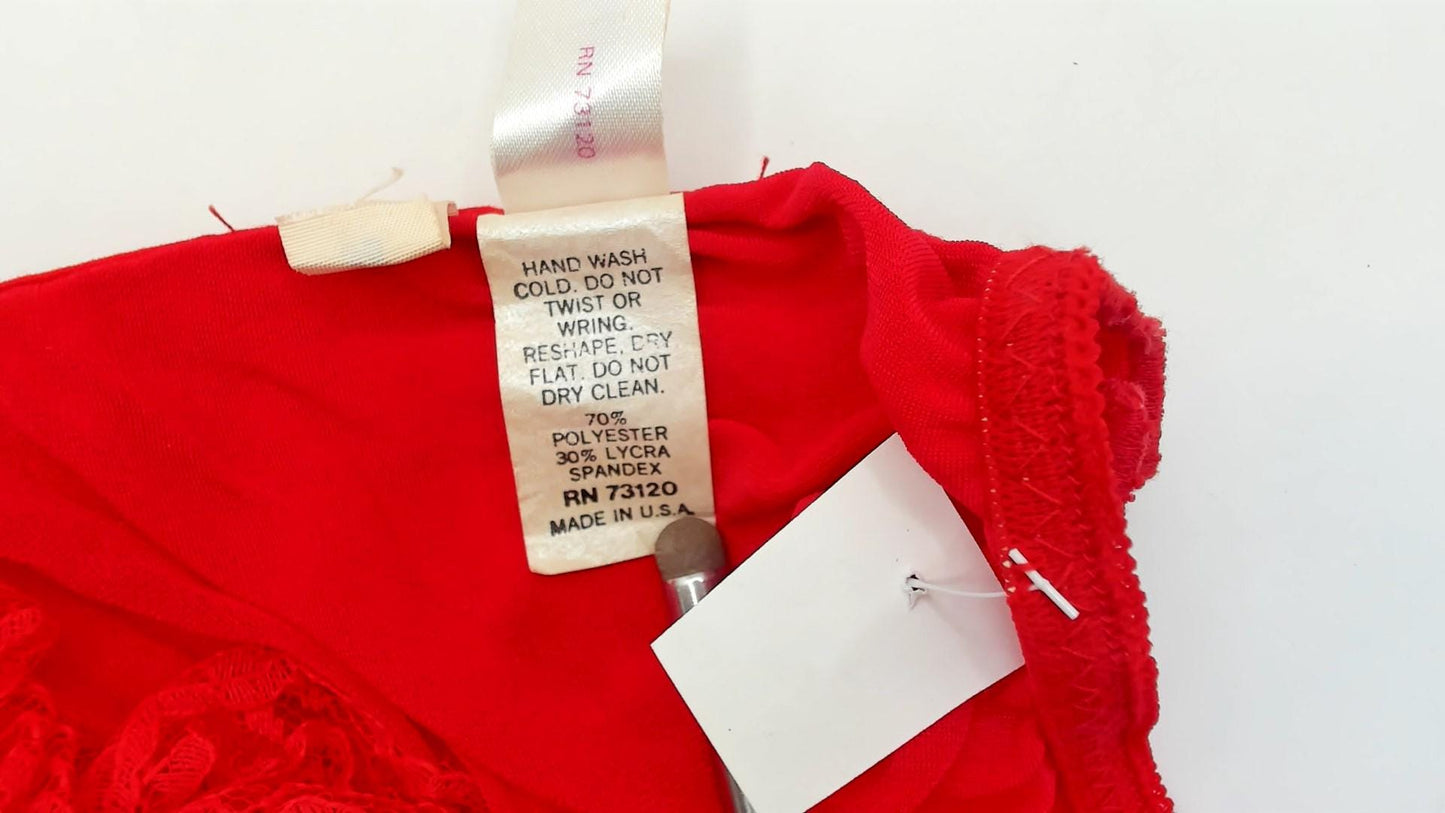 90s Fredericks of Hollywood Red Lace Camisole V-Neck Spaghetti Strap Medium