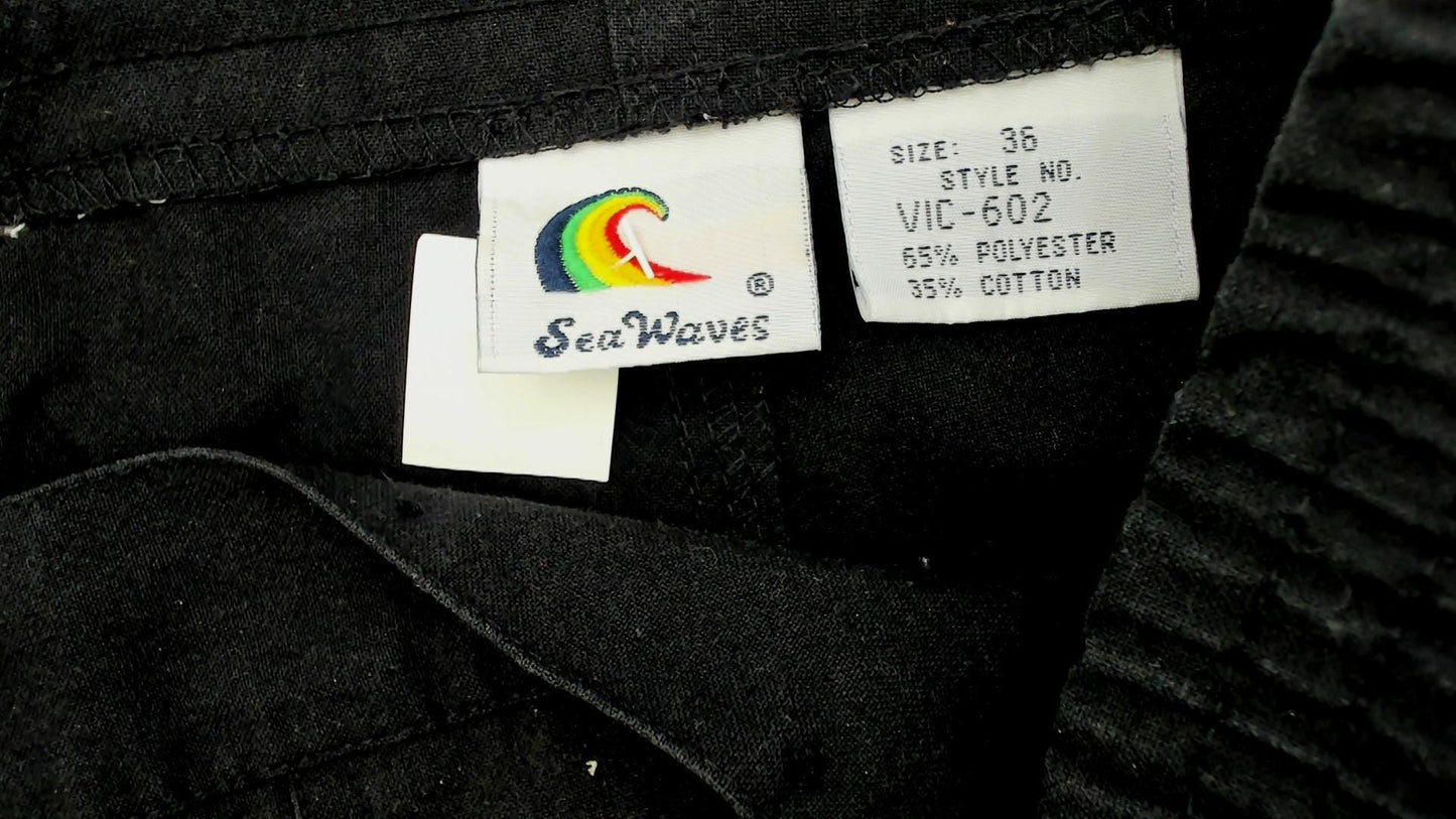 90s Sea Waves Hawaii Black Shorts Button Front High Rise Cotton Large