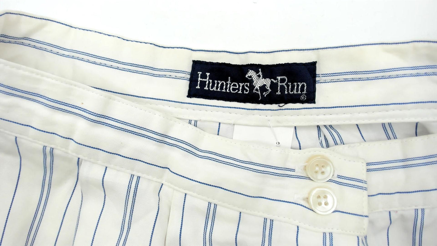 90s Hunters Run White Blue Striped A-Line Skirt Cotton Extra Small XS