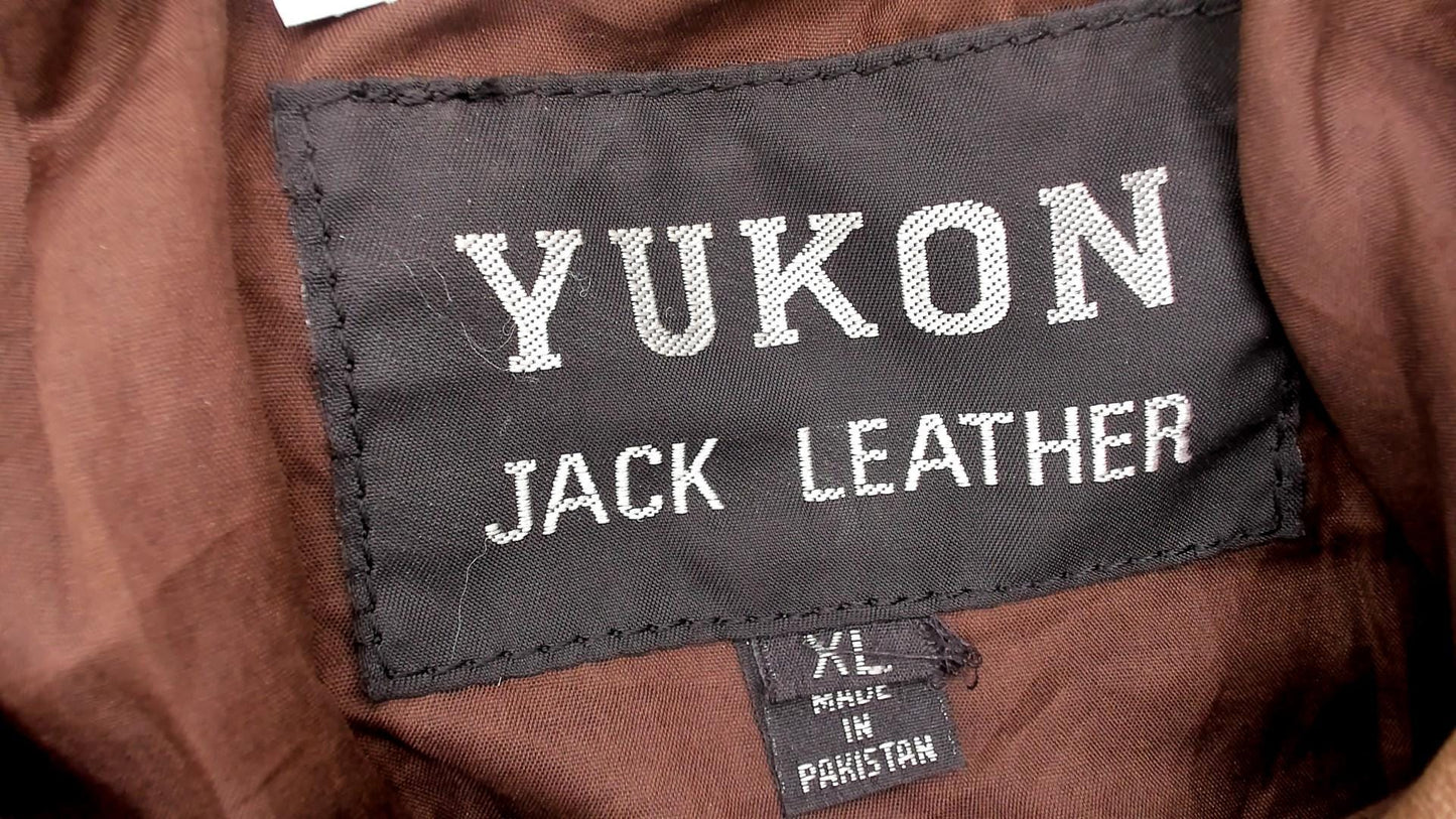 70s Yukon Jack Leather Jacket Tan Lace-Up Western Collar Extra Large XL