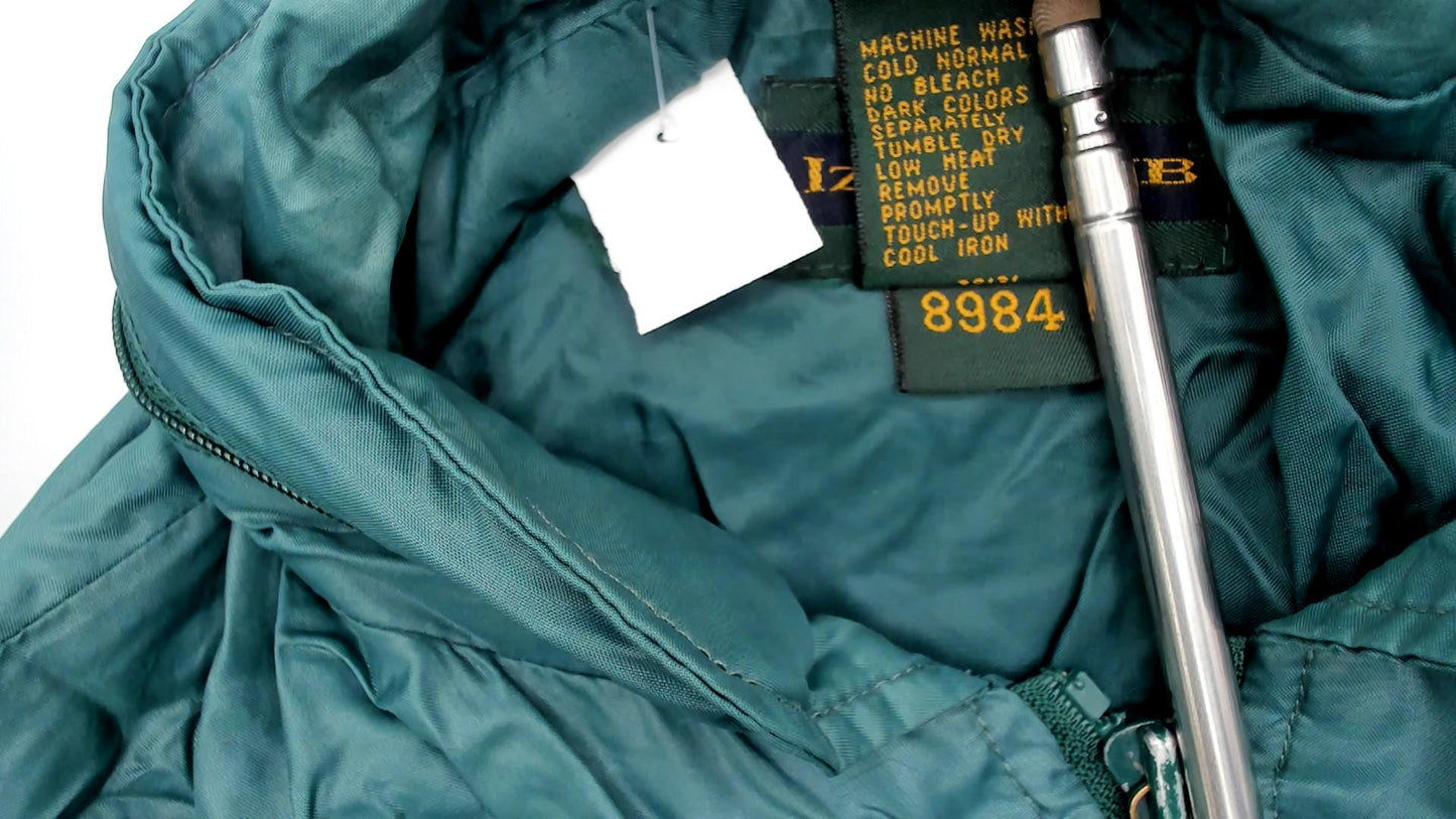 90s Izod Club Teal Windbreaker Jacket Nylon Zip Ribbed Collar Large L