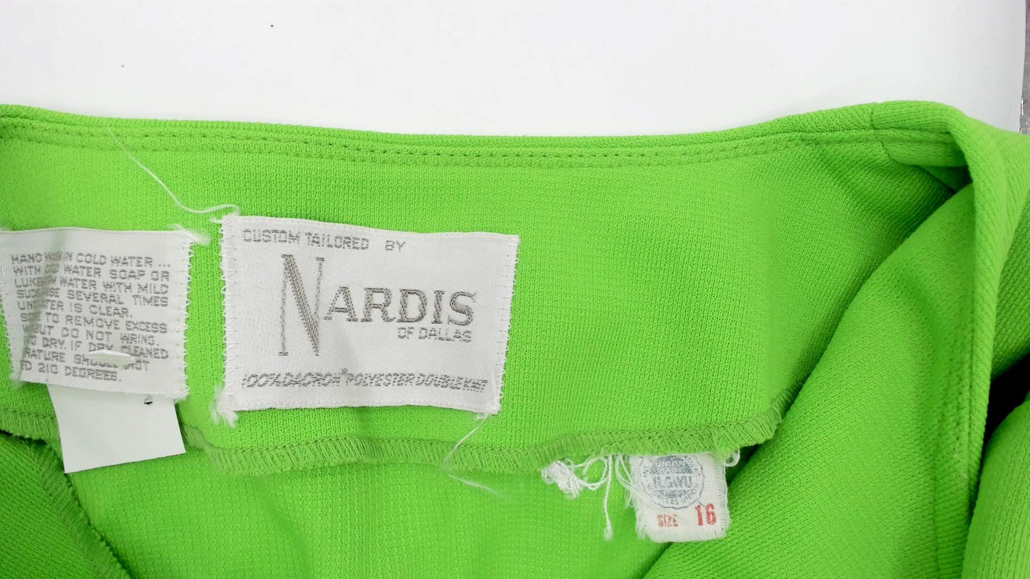70s Lime Green Zip-Front Jacket Collarless Mod Blazer Medium M
