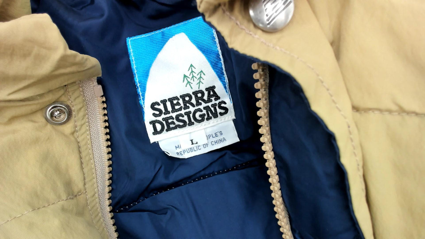 90s Sierra Designs Goose Down Vest Khaki Tan Navy Lining Large L