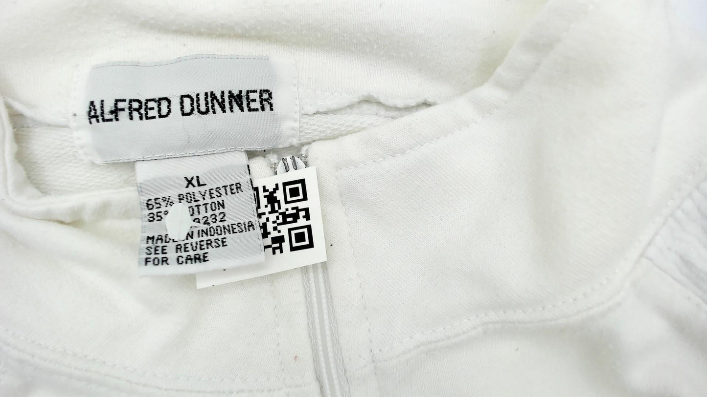 80s Alfred Dunner Quarter-Zip Sweatshirt White Geometric Embroidered Extra Large