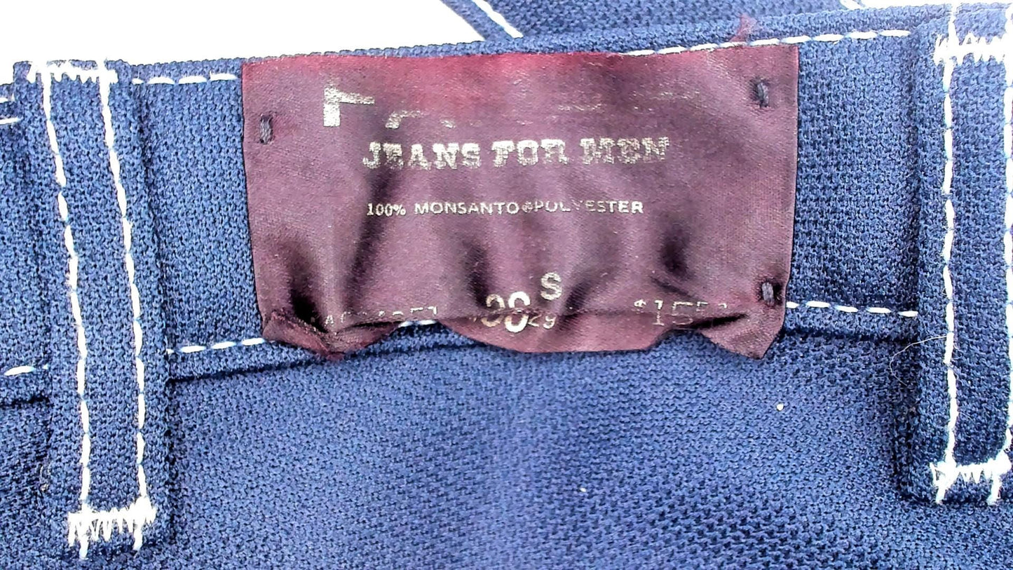 70s Farah Flared Pants Teal Blue White Stitching Low Rise Bell Bottom Large
