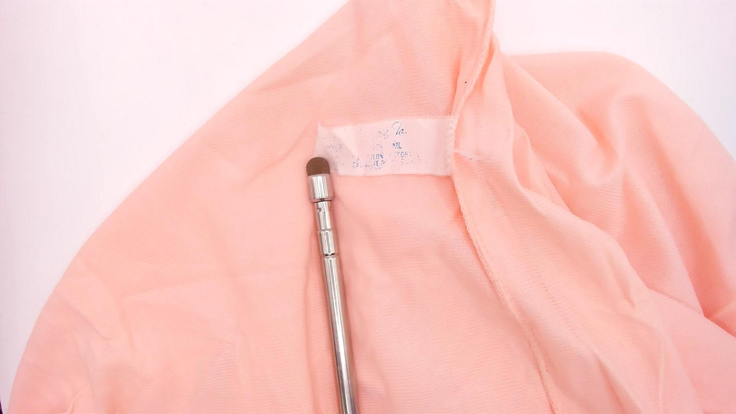 90s Vanity Fair Pink Nightgown Satin Collar Button Front Knee-Length Small