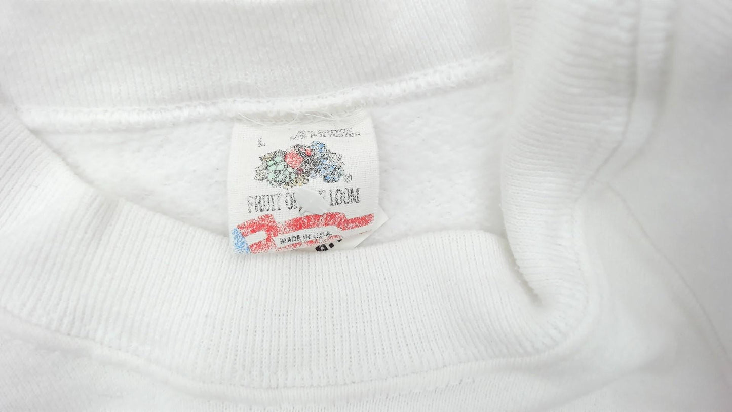 90s Cheerleader Sweatshirt White Graphic Raglan Pullover Large L