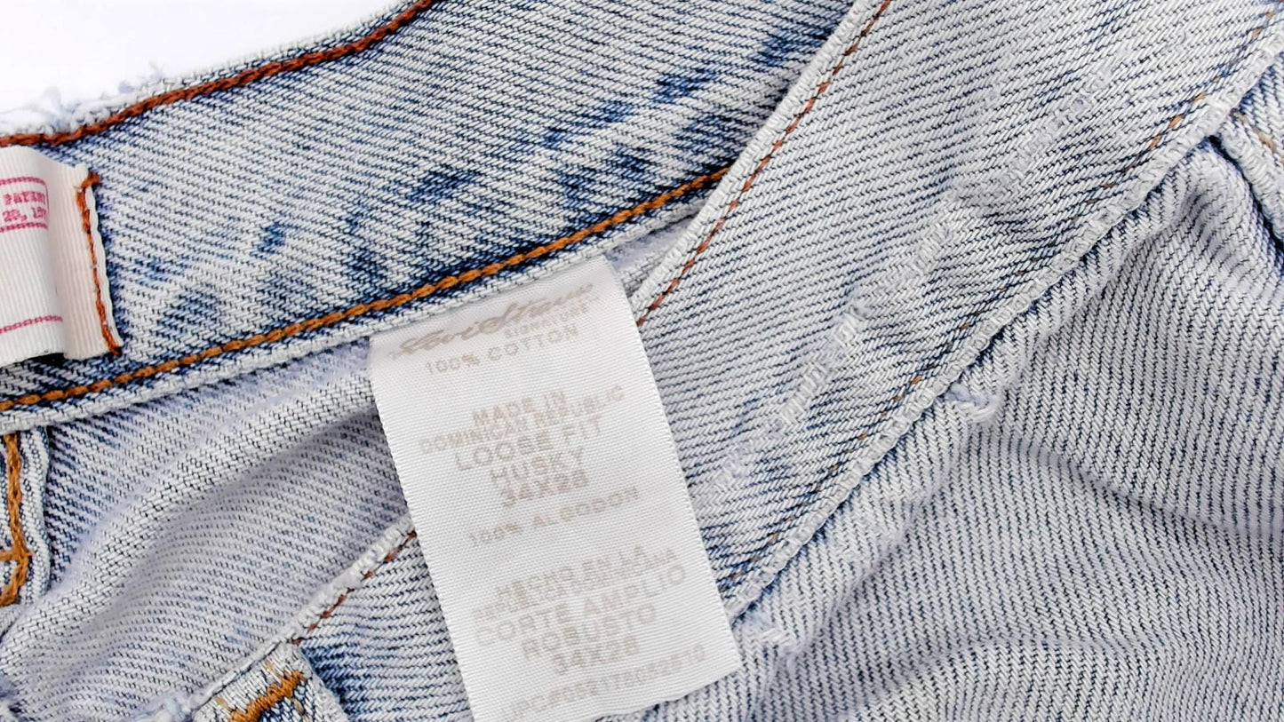 Levi's Y2K Light Wash Wide Leg Jeans Distressed Denim Low Rise Large L