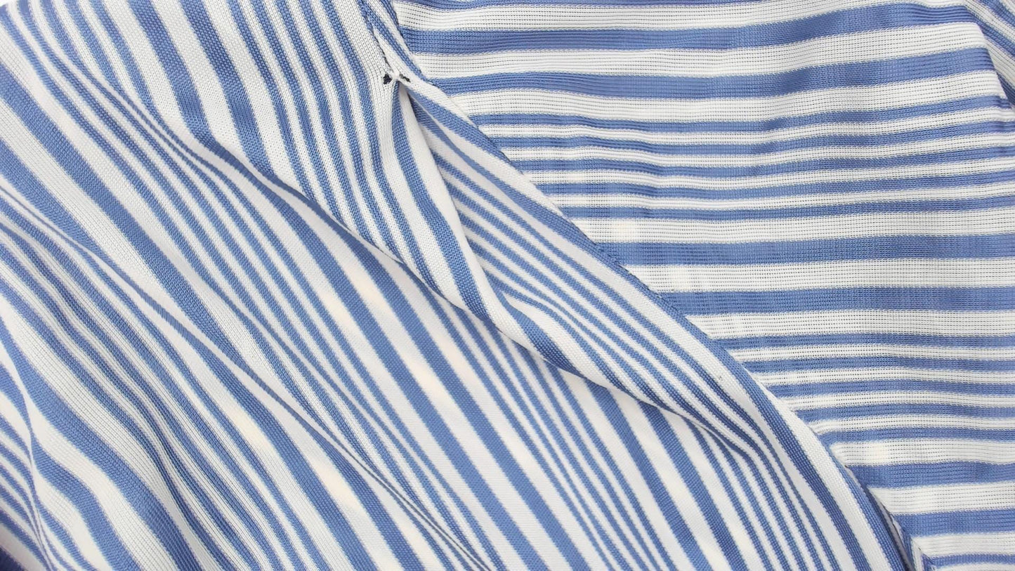 60s Nancy Greer Striped Midi Dress Blue White Mod Button Front Medium