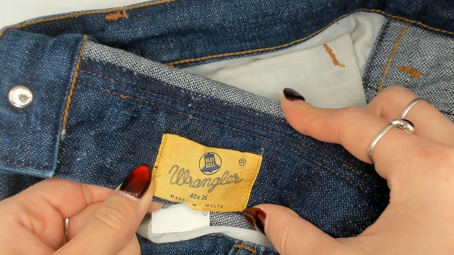 80s Wrangler High Waist Straight Leg Jeans Blue Medium Wash Large L
