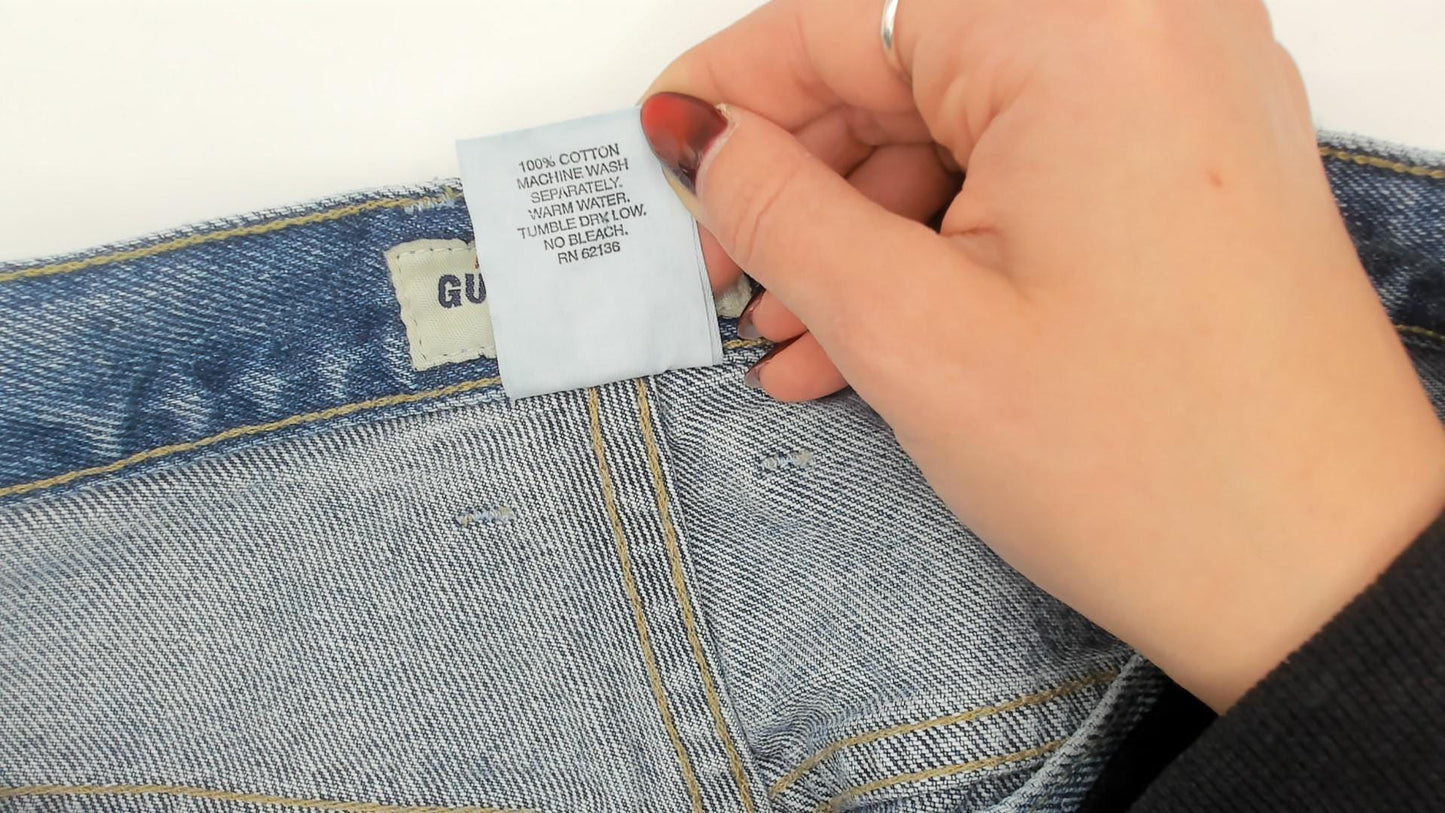 90s Guess Light Blue Denim Shorts High Waisted Button Fly Size 30