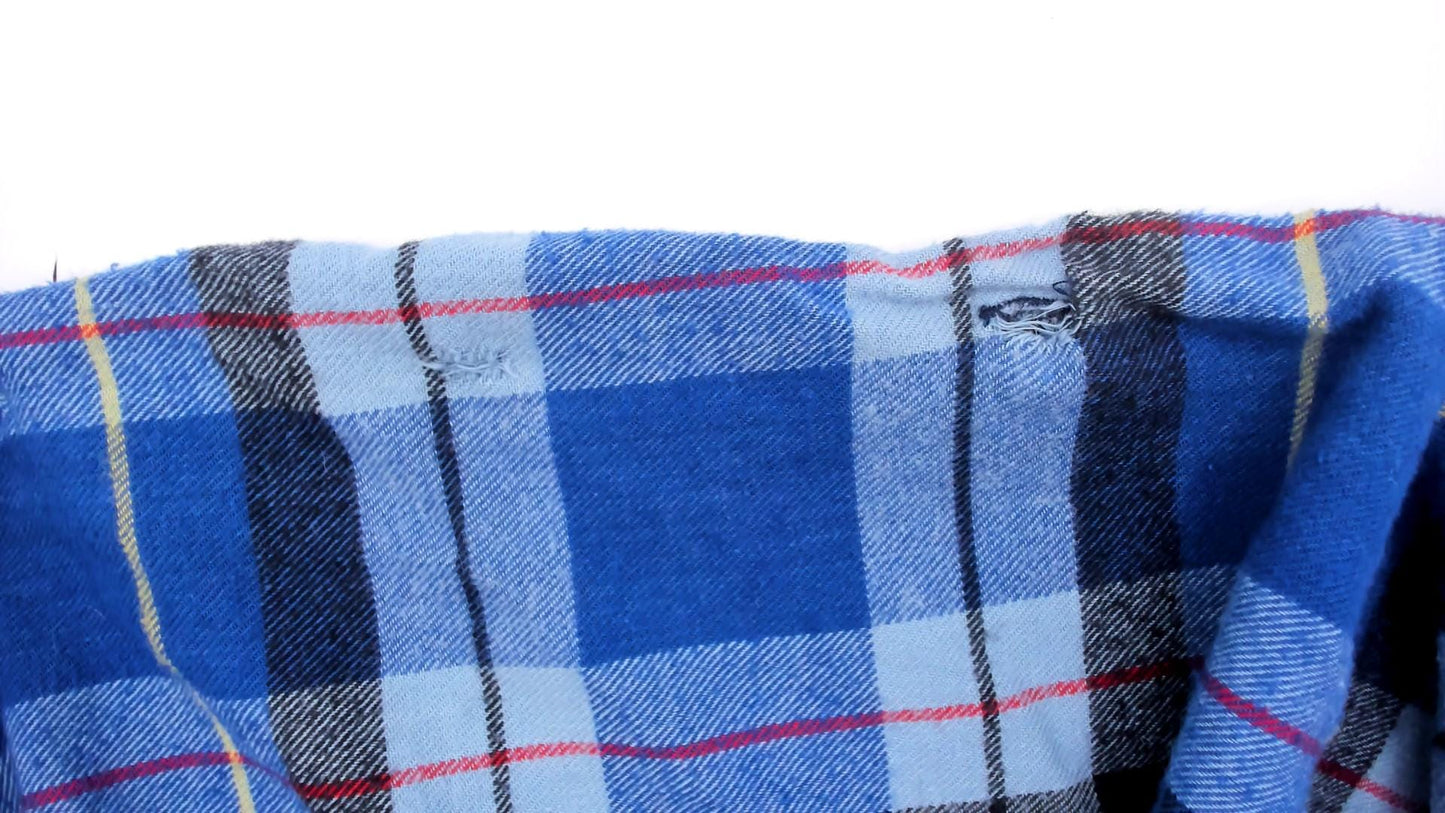 90s Timber Trail Plaid Flannel Shirt Blue Button Front Cotton Medium M