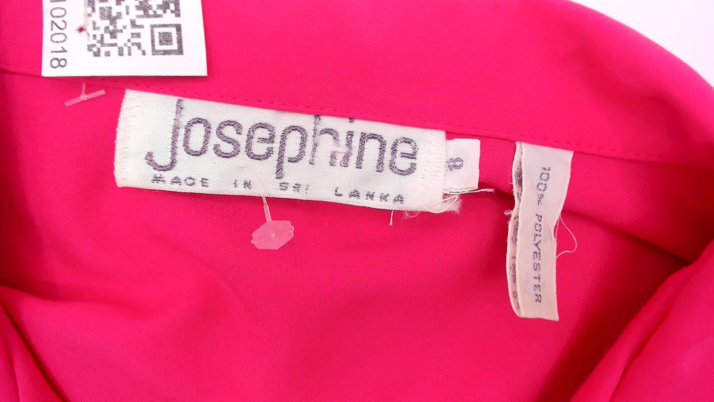 80s Hot Pink Josephine Blouse Puff Sleeve Button Front Power Dressing Medium