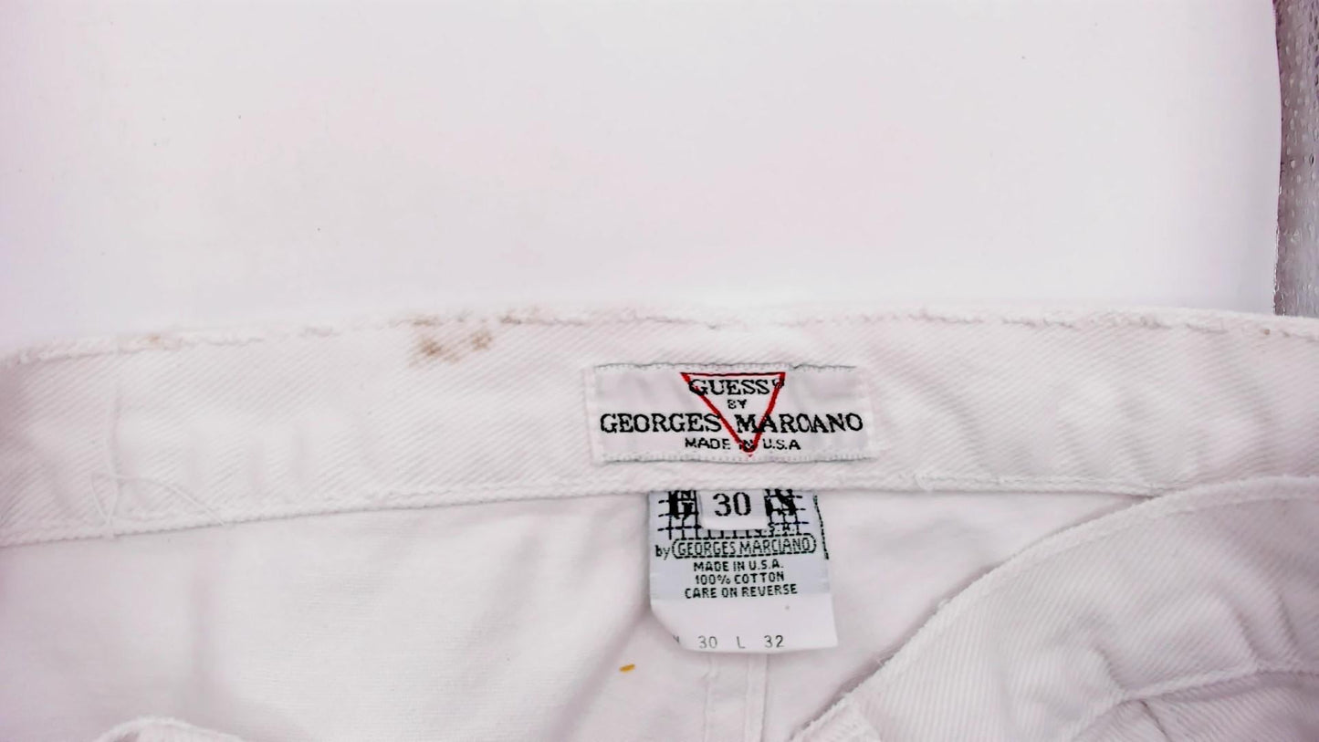 90s Guess High-Waisted Straight Leg Jeans White Denim Womens 30