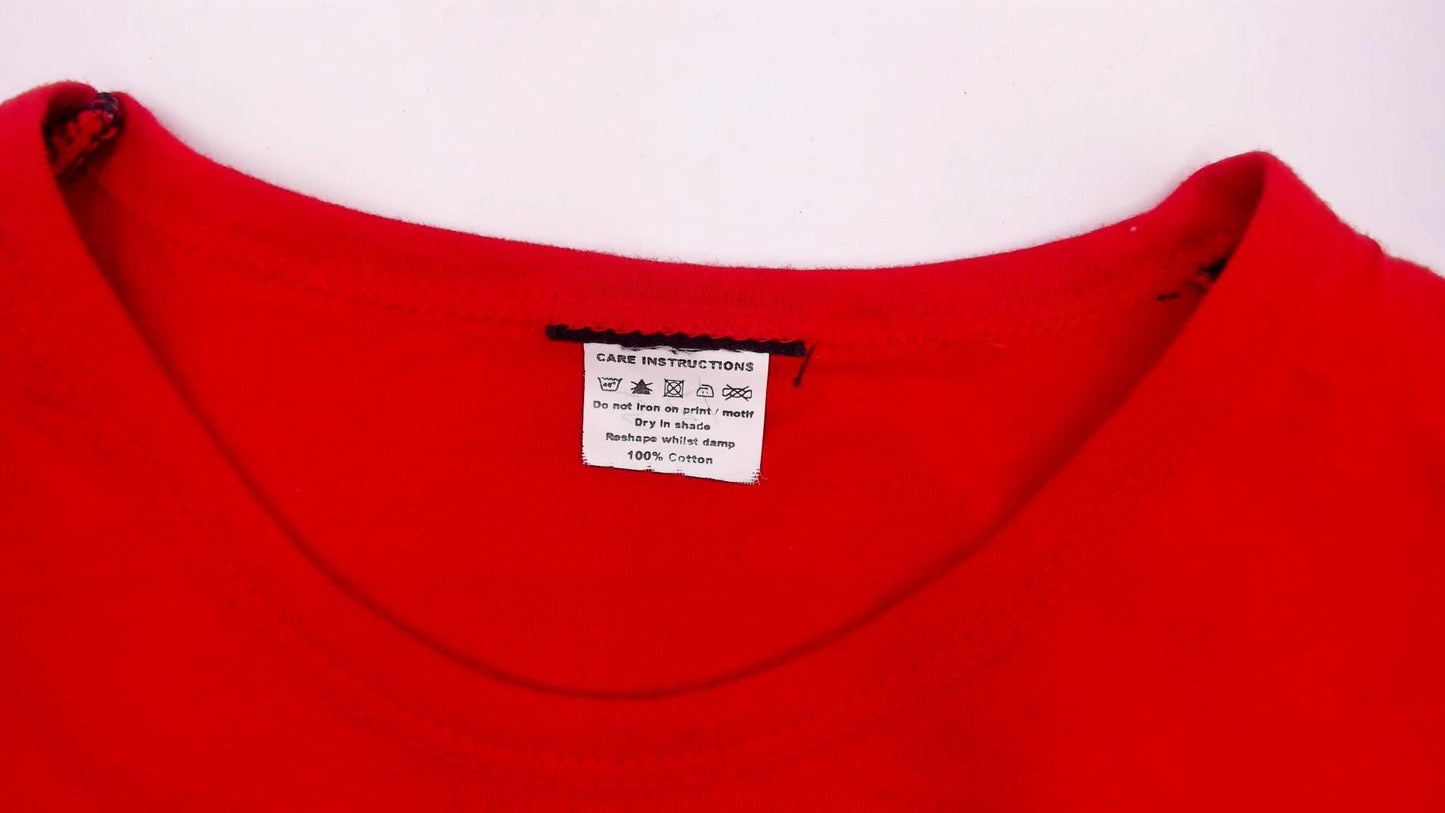 2000s Kenya Safari Animal Crop Tank Red Cotton Swahili Graphic XS