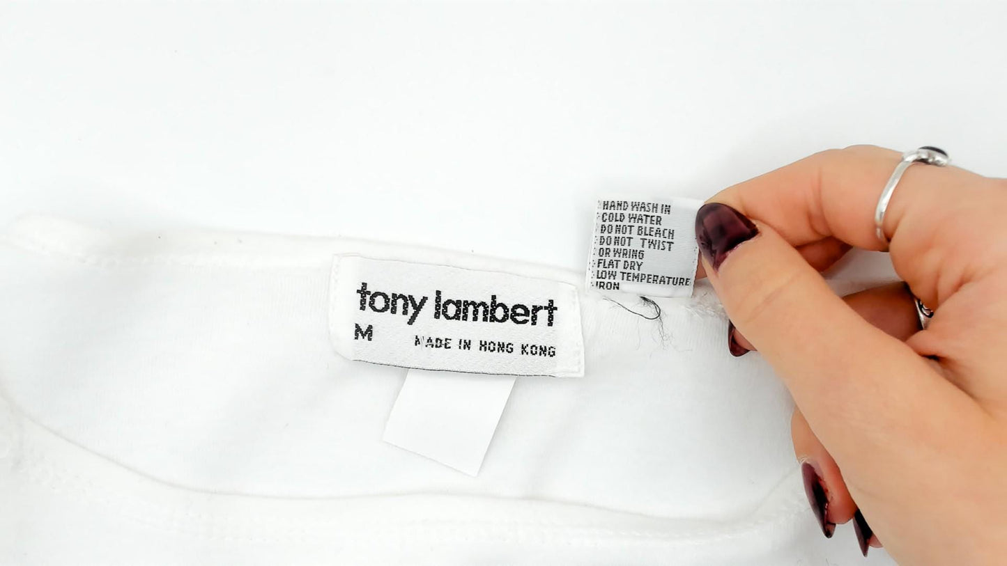90s Tony Lambert Tropical House Cotton Graphic Tee Boat Neck Medium M
