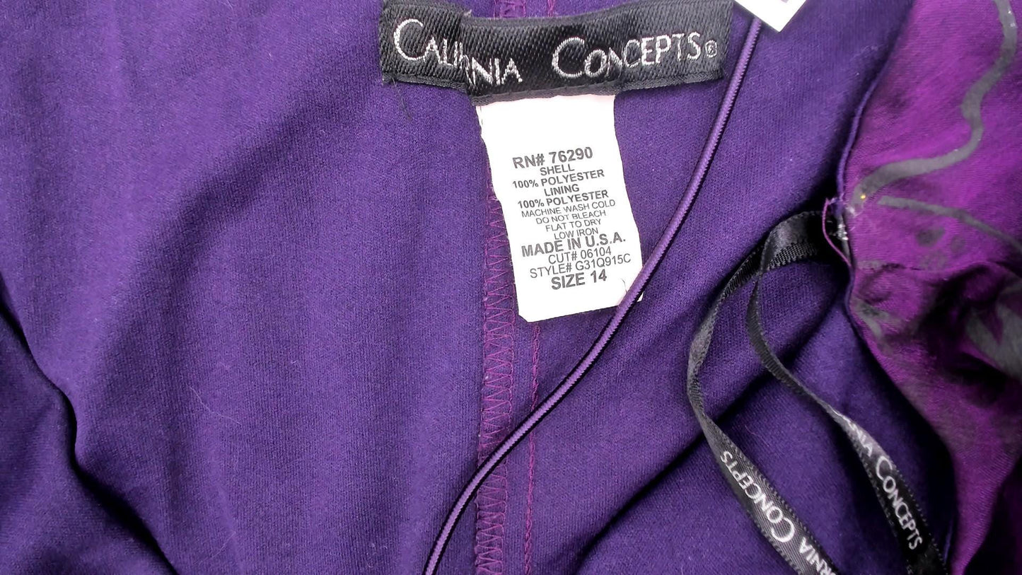 Y2K Purple Cowl Neck Slip Dress Floral Chiffon Overlay Spaghetti Strap Extra Large XL
