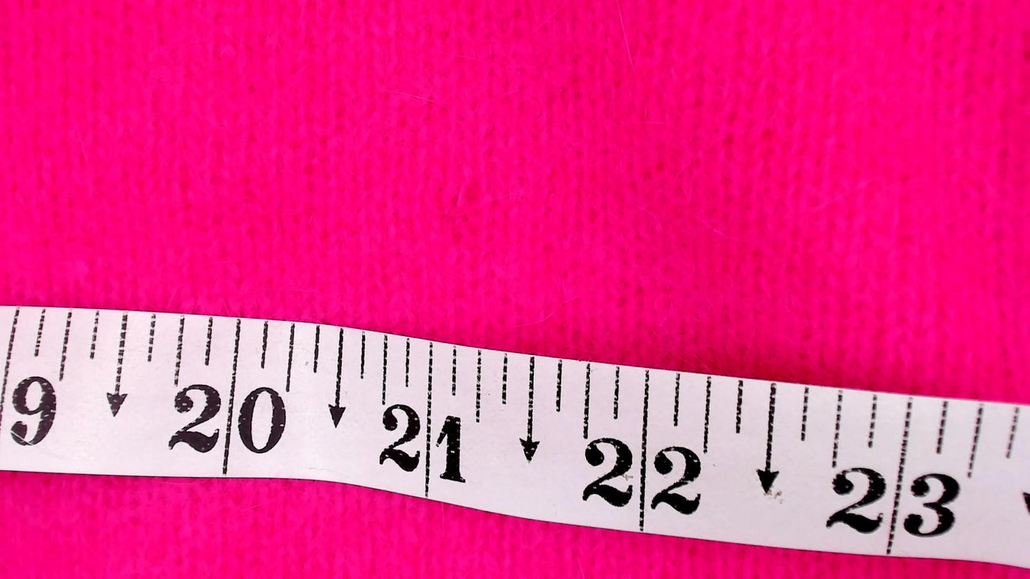 70s Hot Pink Mock Neck Sweater Lambswool Angora Fitted Raglan Small S