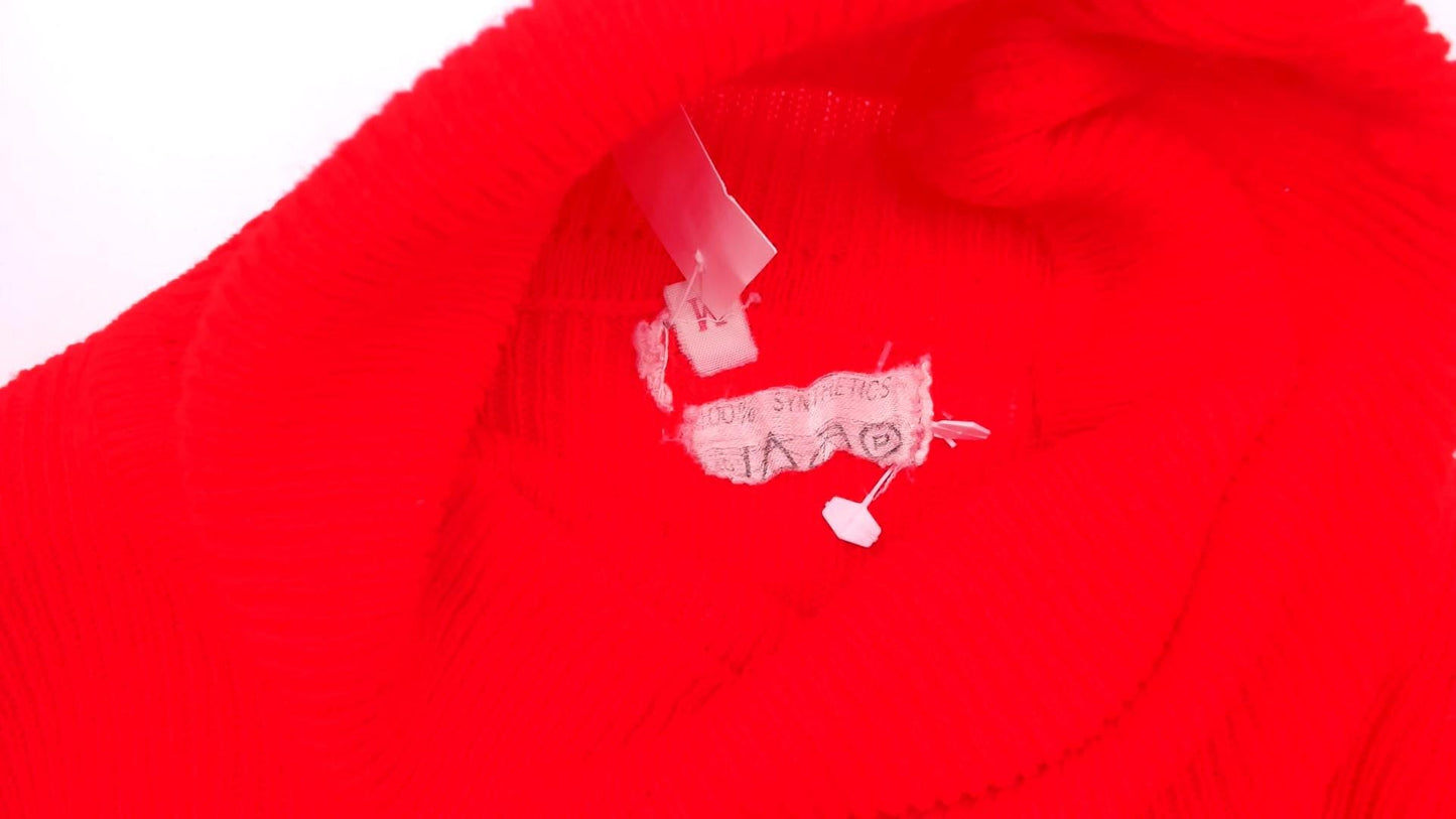 70s Red Turtleneck Sweater Ribbed Knit Pullover Button Cuff Medium Large