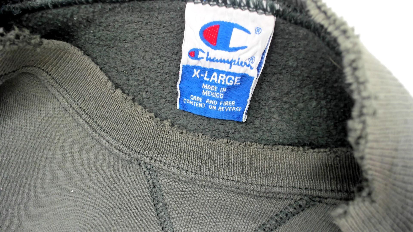 Champion Olive Green Crewneck Sweatshirt Paint Splatter 2000s Extra Large XL
