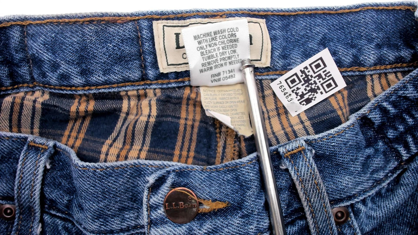90s L.L.Bean Stonewash Denim Jeans Straight Leg Relaxed Fit Blue 36x29