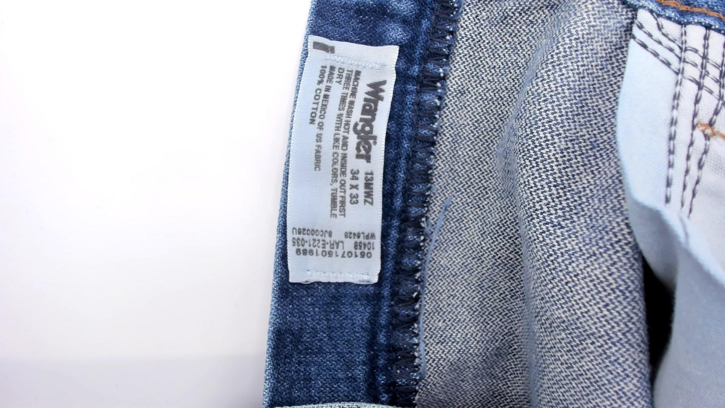 90s Wrangler Cowboy Cut Jeans Straight Leg High Rise Medium Wash 34x33