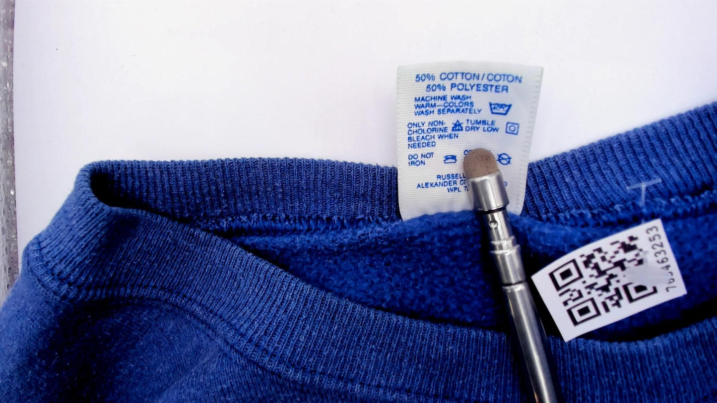 90s Jerzees Haven Hill Cropped Sweatshirt Cobalt Blue Graphic Crewneck Extra Large XL