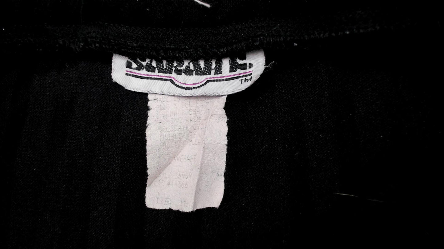 70s Sarah K Black Pleated Midi Skirt Accordion Knife Pleat Elastic Waist Medium Large