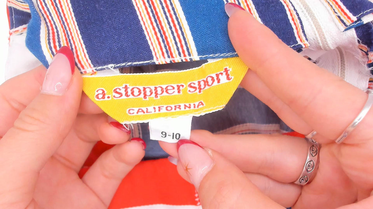 70s A.Stopper Sport Striped Flare Pants High Waist Bell Bottom Small S