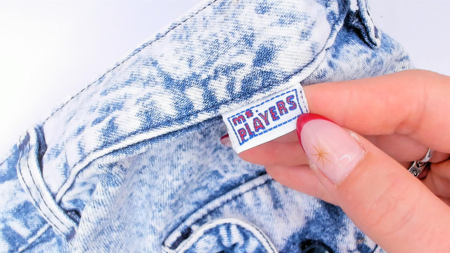 80s Ms. Players Acid Wash Denim Shorts High Waisted Pleated Blue Small S