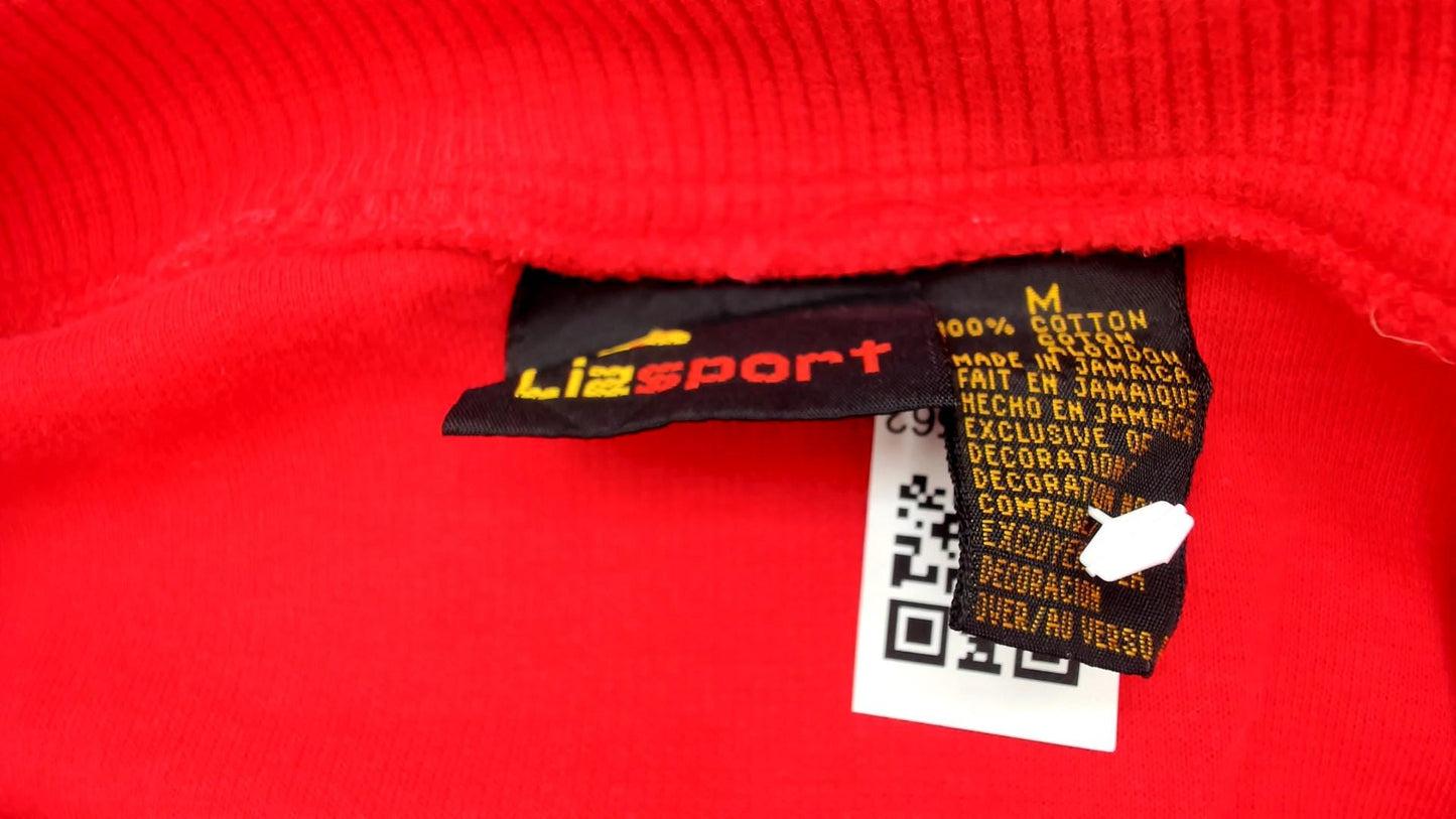 90s Liz Sport Red Quarter Zip Sweatshirt Nautical Flag Embroidery Medium M