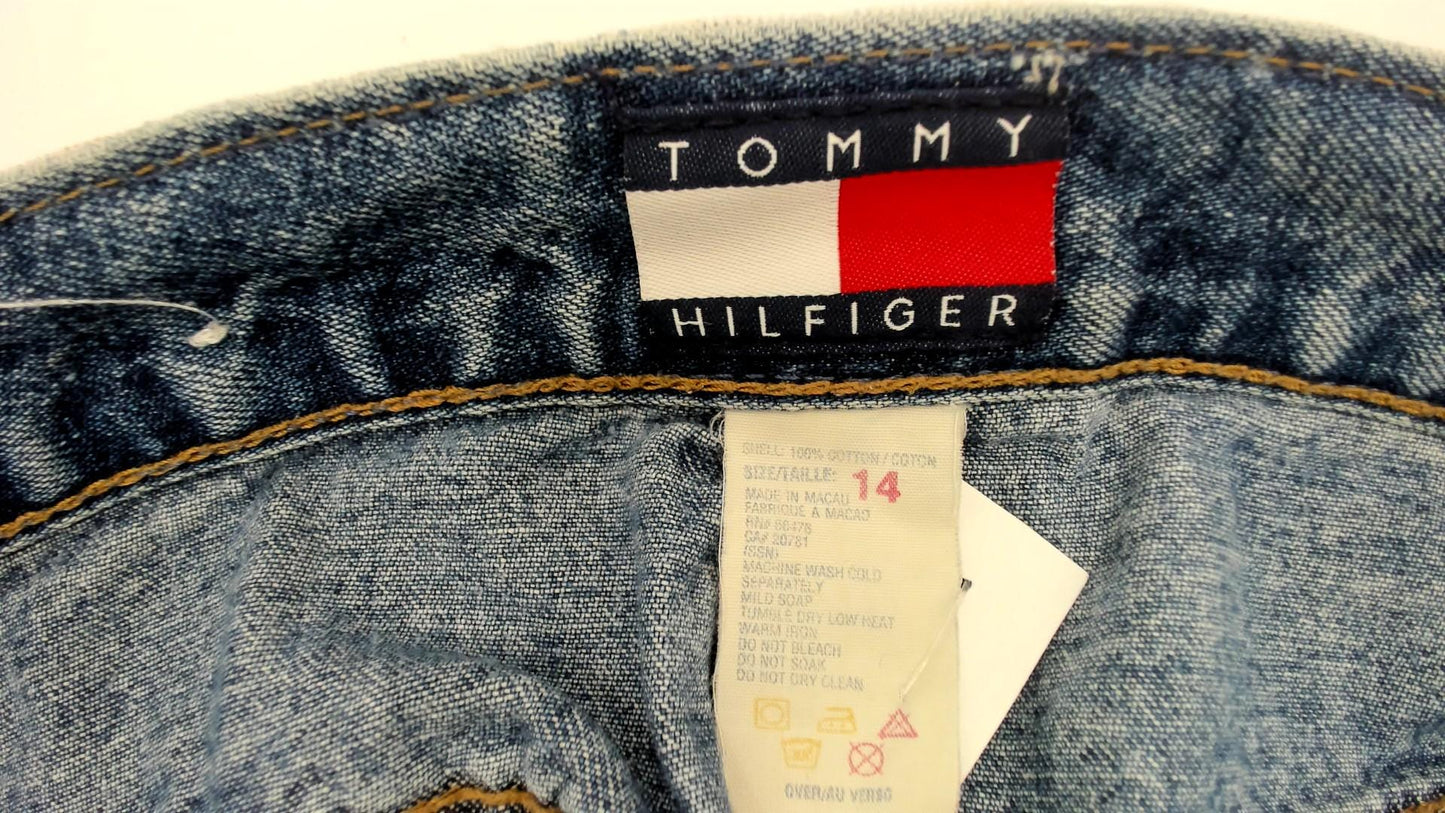 Tommy Hilfiger Y2K Denim Mini Skirt High Waist Blue Pencil Extra Large