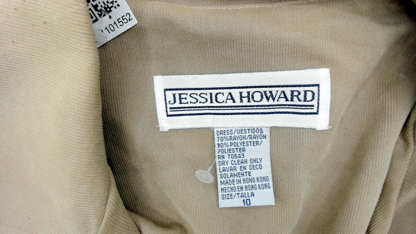 90s Jessica Howard Tan Maxi Shirt Dress Collared Button Front Medium