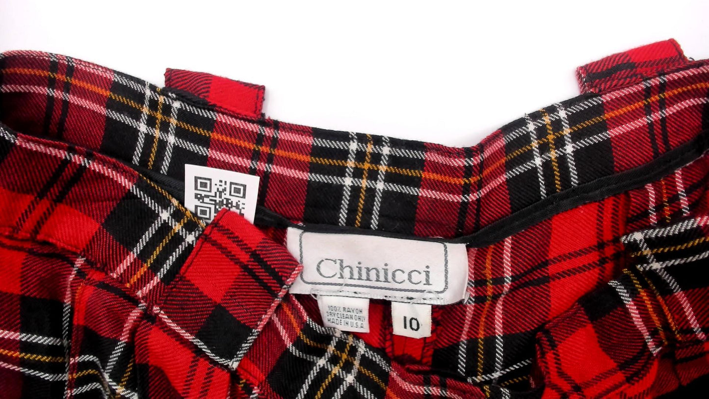 90s Chinicci Red Tartan High-Waist Pleated Trousers Medium