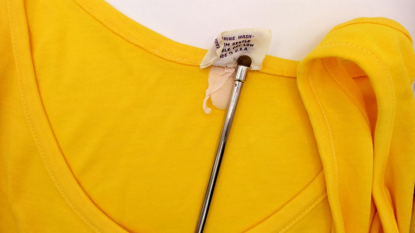 80s Yellow Scoop Neck Tank Top Fitted Cotton Blend Medium M