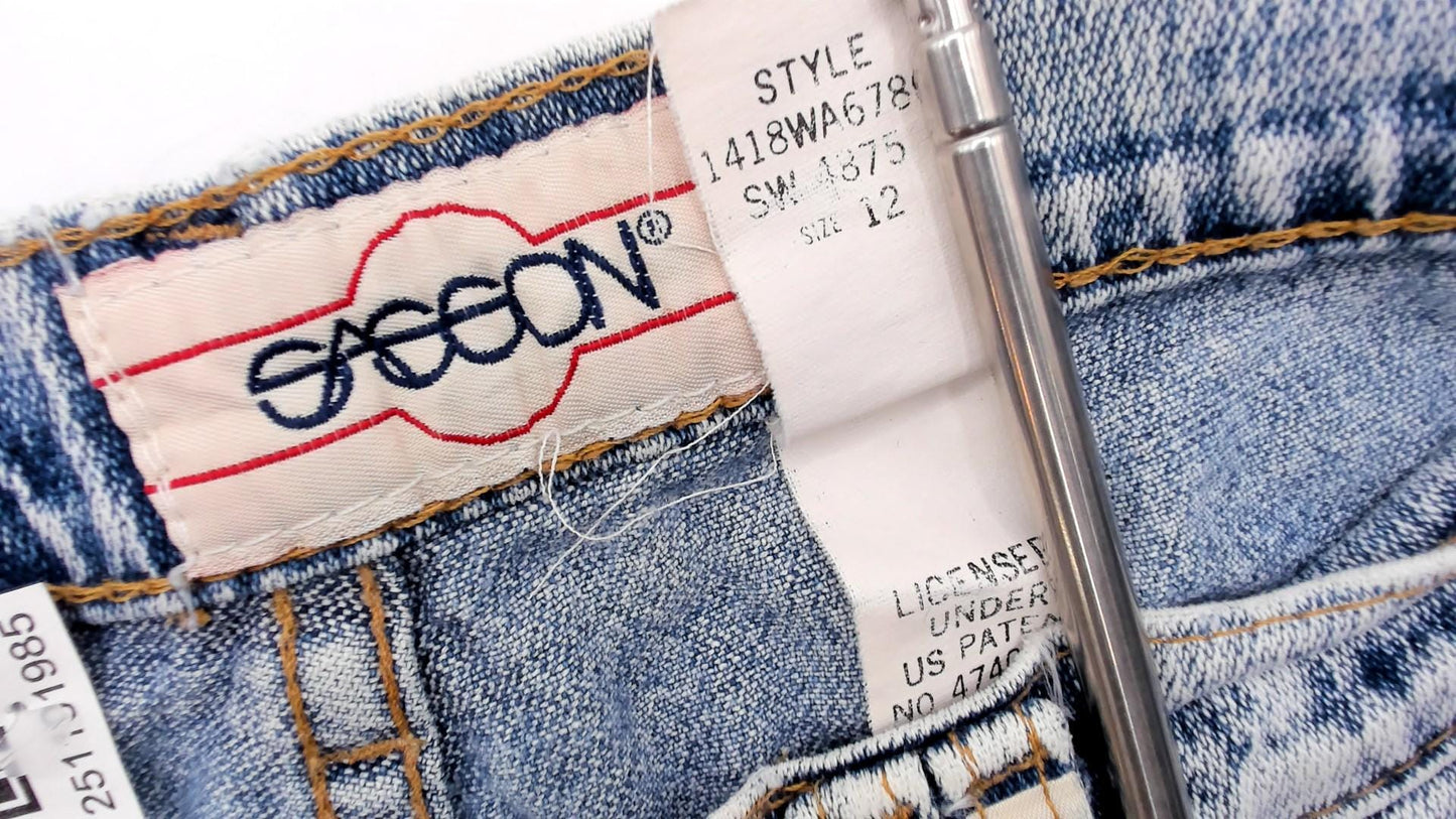 90s Sasson Acid Wash High-Waisted Straight Leg Jeans Light Blue Large