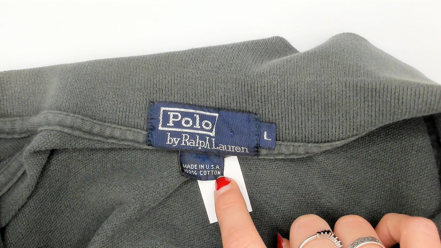 90s Polo Ralph Lauren Forest Green Cotton Pique Polo Shirt Large L