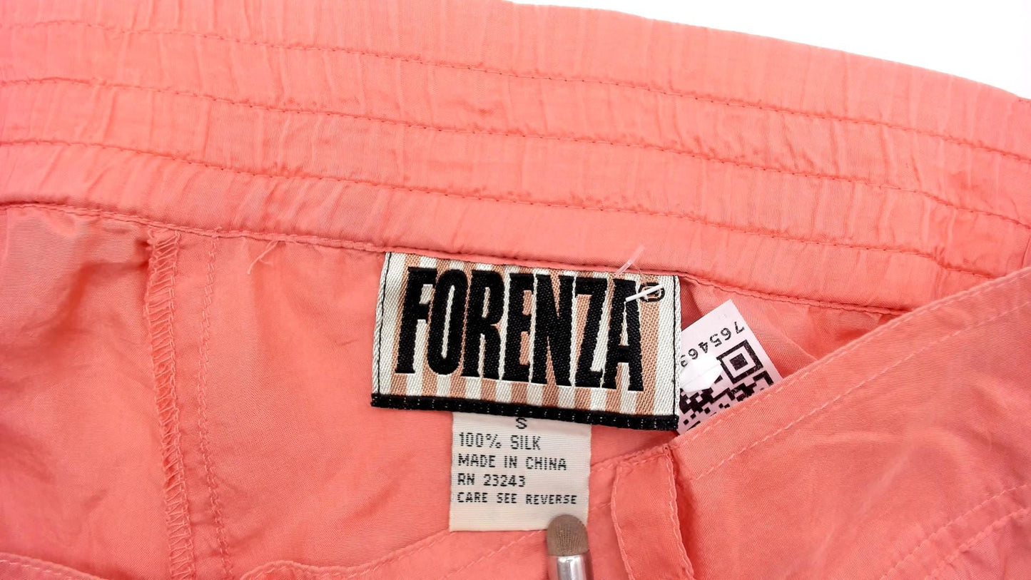 90s Forenza Silk Bermuda Shorts Peach Pleated High Waist Small S