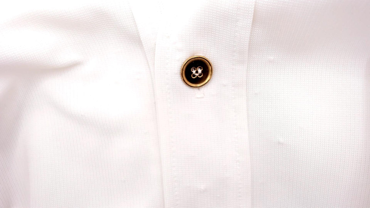 70s Ivory Sleeveless Maxi Shirtdress Gold Buttons Pointed Collar Medium