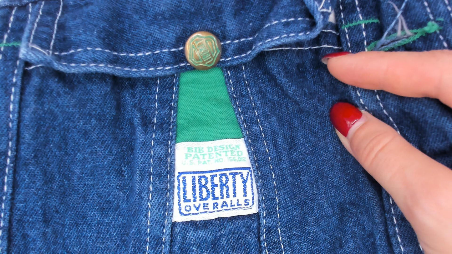 Y2K Liberty Denim Bib Overalls Green Pocket Carpenter Workwear Plus Size XXL