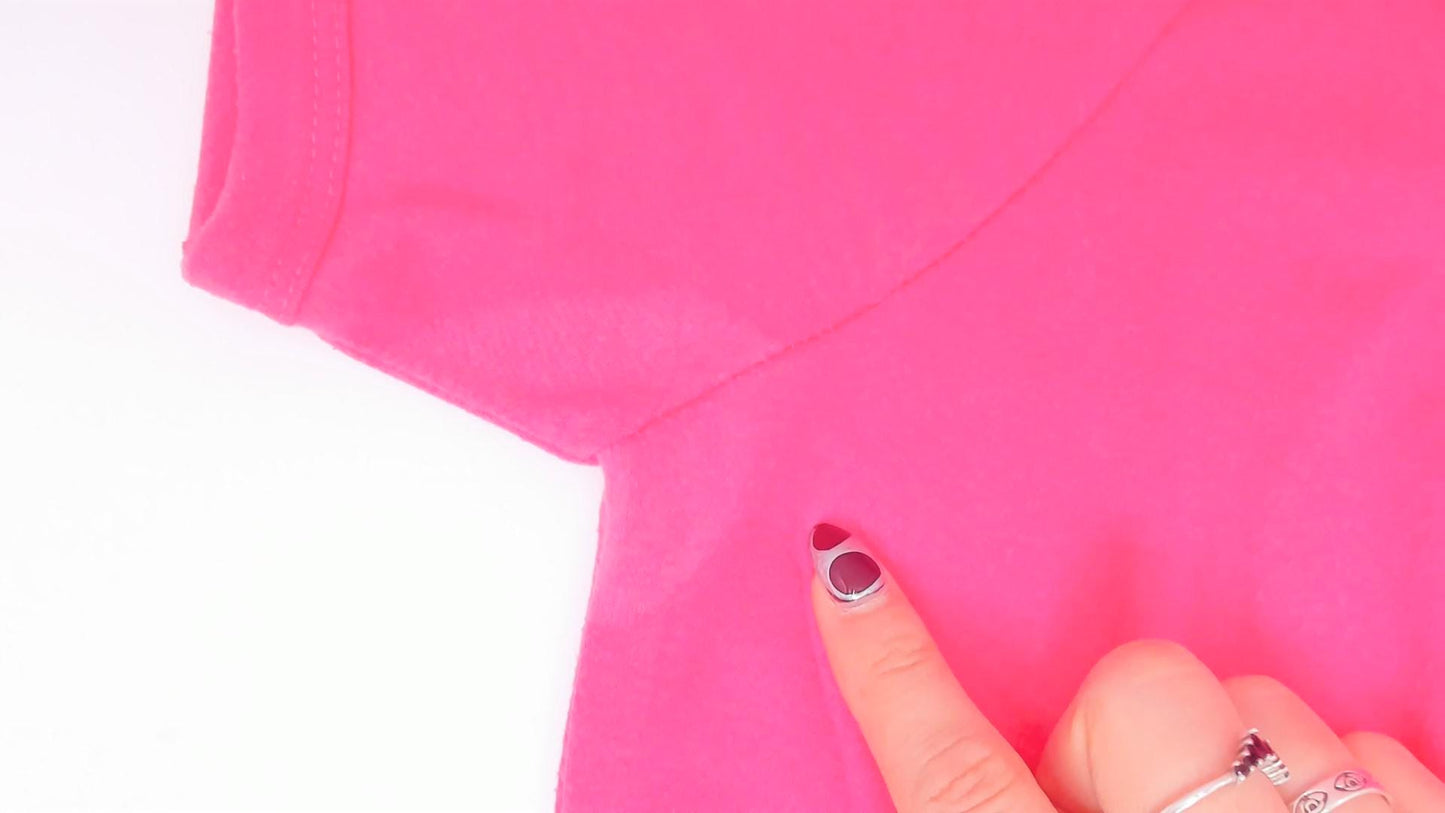 80s Hot Pink V-Neck Tee Short Sleeve Cotton Blend Fuchsia Pullover Large L