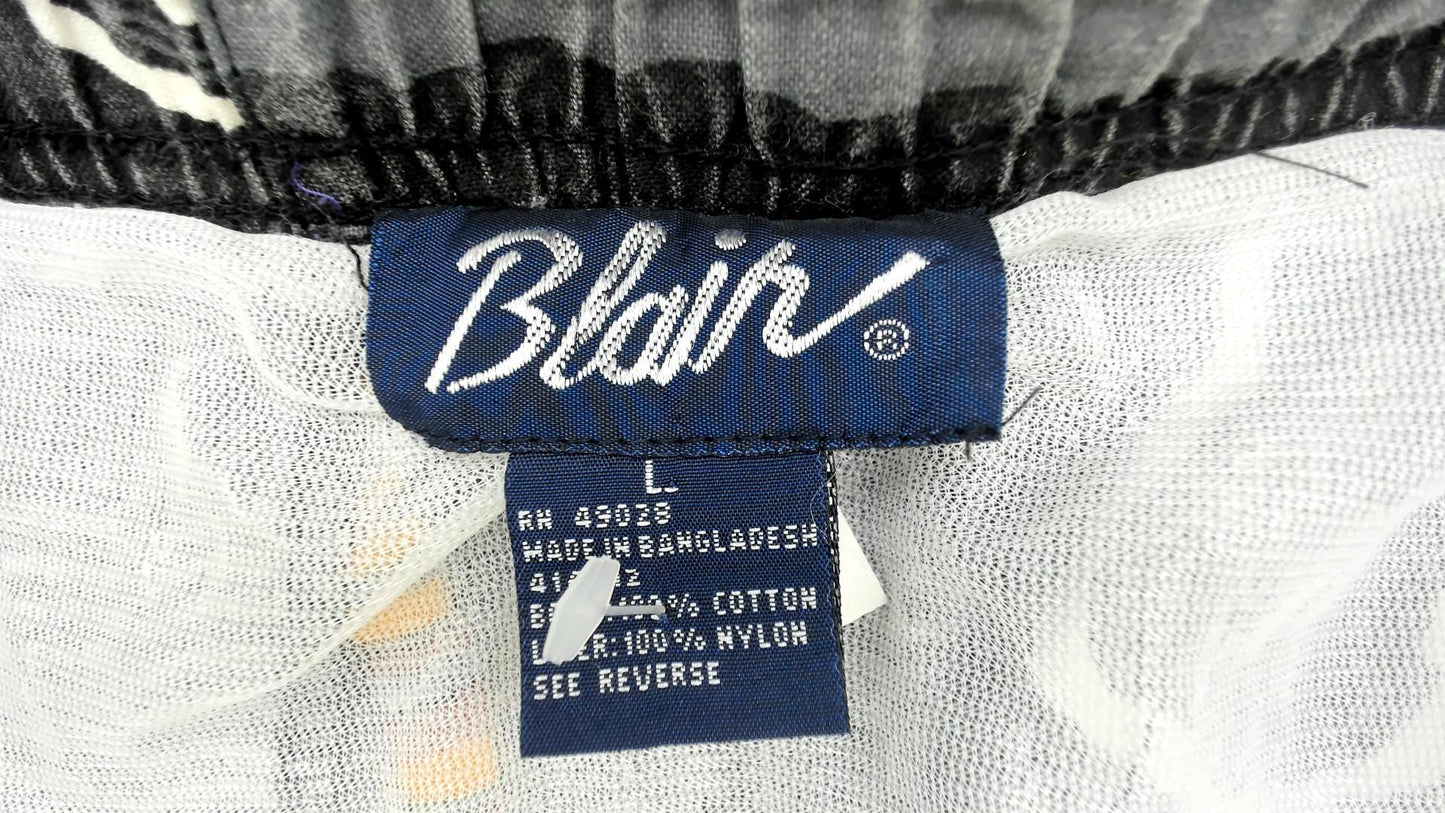 90s Blair Map Print Cotton Swim Trunks Grey Island Graphic Large L