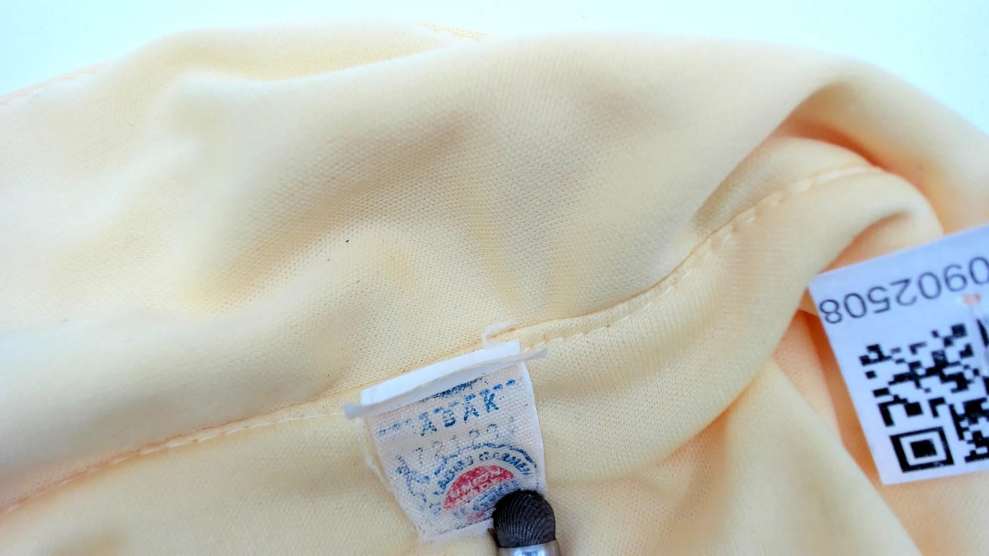 70s Union Made Pale Yellow Shirt Dress Midi Button Front Tie Belt Medium