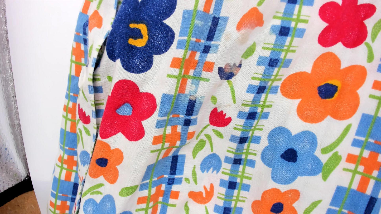 80s Chandni Floral Maxi Dress Button Front Drop Waist Multicolor Large L