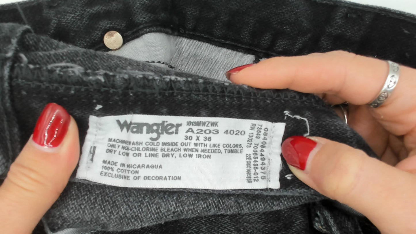 90s Wrangler Black Faded Straight Leg High Rise Jeans Cotton Small S